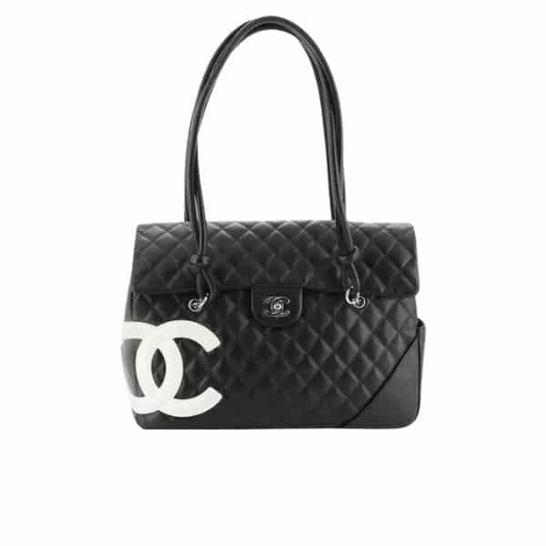 Chanel Cambon Flap Tote Quilted Leather Black 36Cm
