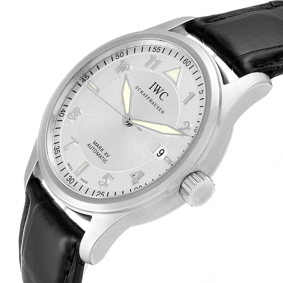 IWC Mark XV Spitfire Silver Dial Black Strap Steel Mens Watch IW325313
