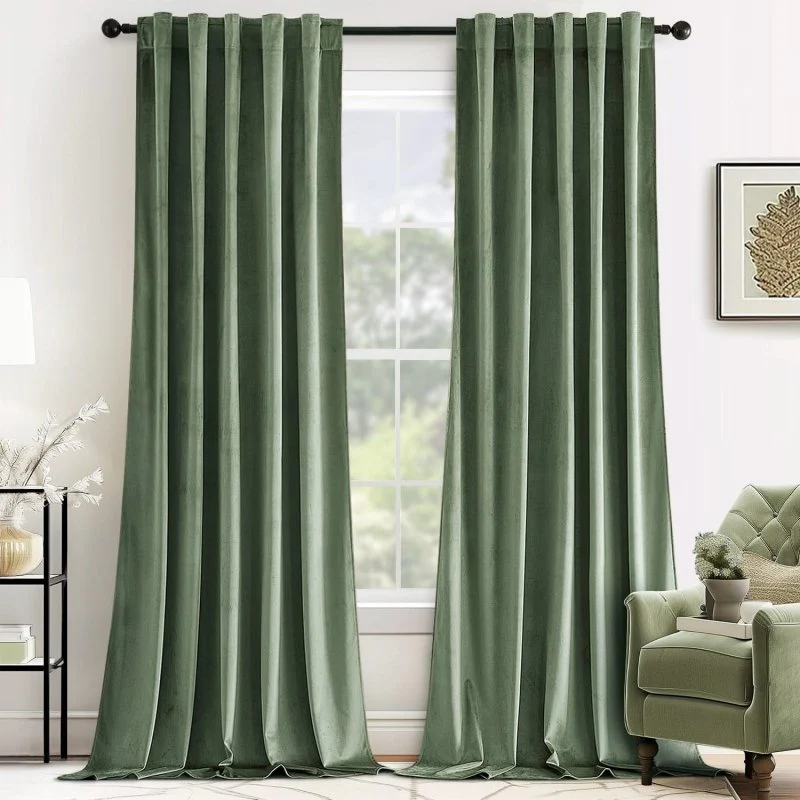 Custom Velvet Luxury Blackout Curtains  (2 Panels) - Back Tab & Rod Pocket
