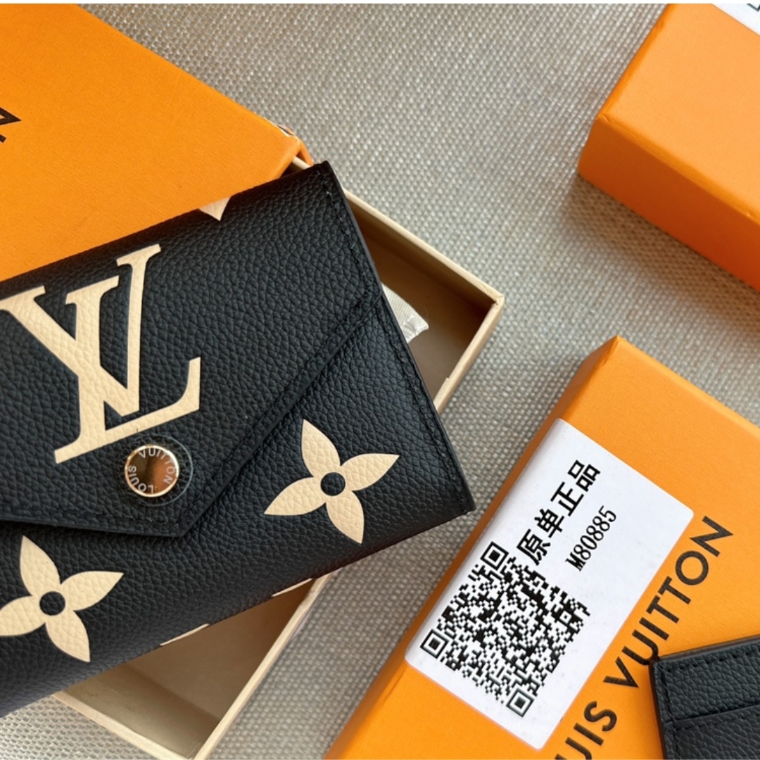 Louis Vuitton Victorine Wallet Black/Beige 12Cm M80968