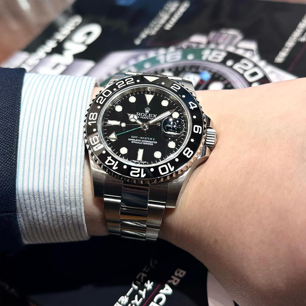Rolex GMT-Master II 40mm Stainless Steel Black Dial with Grey-Black Bezel Oyster/Jubilee Bracelet (Ref. 126710GRNR-0003/0004) 2024 Latest Release "Bruce Wayne"