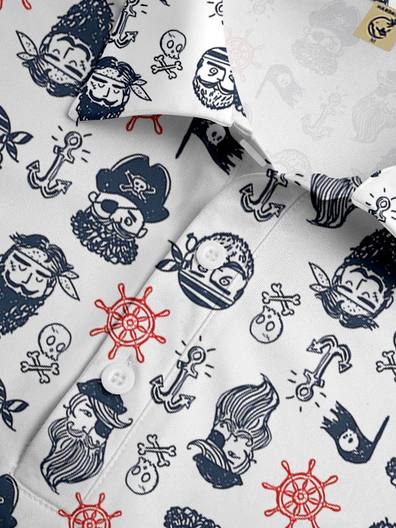 Hardaddy Moisture-wicking Pirate Anchor Short Sleeve Golf Polo Shirt
