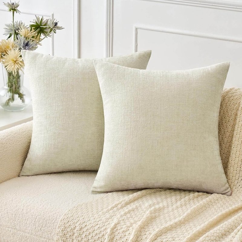 Soft Chenille Solid Dyed Pillow Covers (Pack of 2)