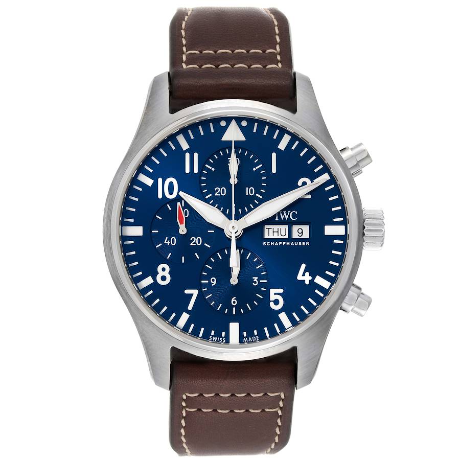 IWC Pilot Le Petit Prince Blue Dial Chronograph Mens Watch IW377714