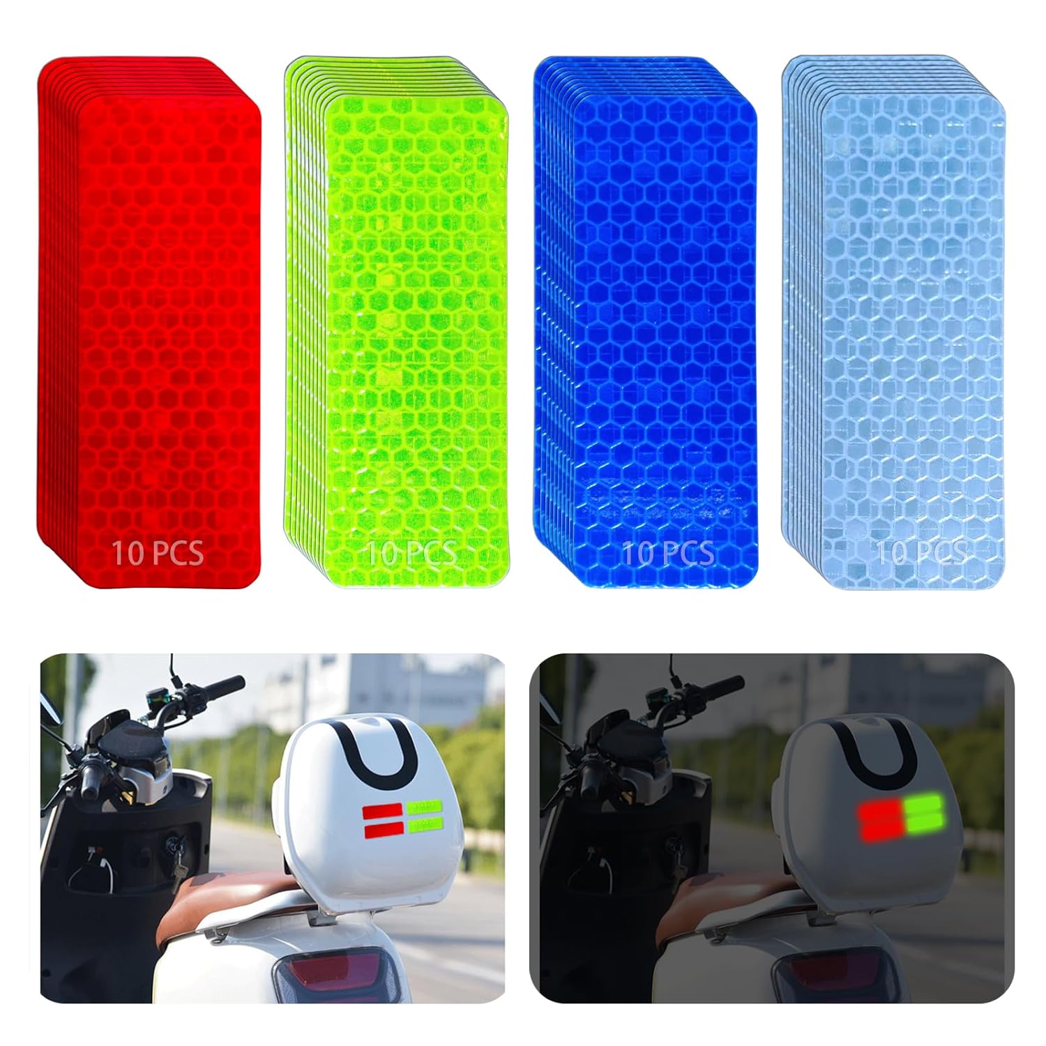 40 PCS Reflective Stickers, High Visibility Reflective Tape, Waterproof Safety Reflective Tape for Car Trailer Truck Bike Motorcycle, 1.18 x 3.15 Inch