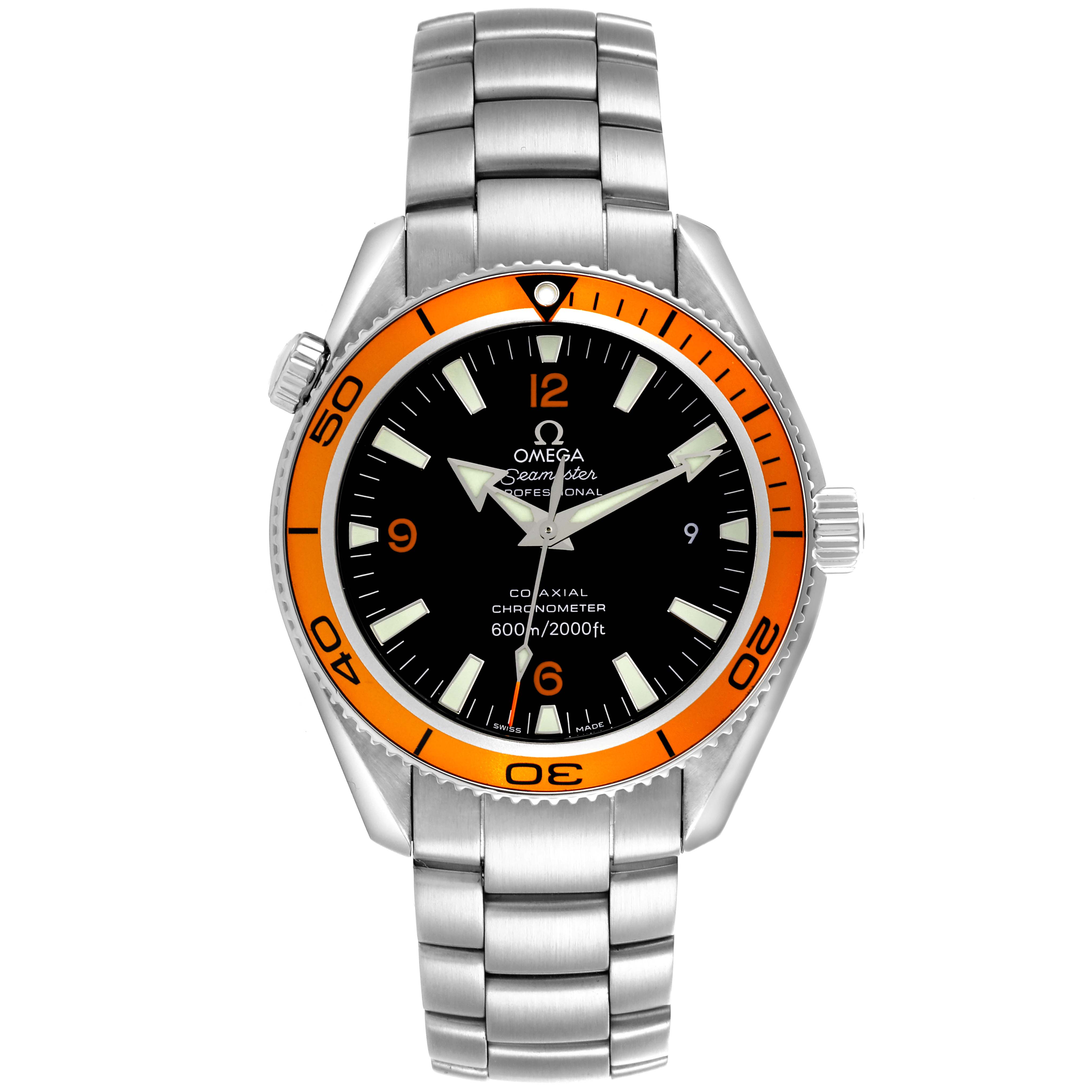 Omega Seamaster Planet Ocean Orange Bezel Steel Mens Watch 42.0 MM 2209.50.00 Card