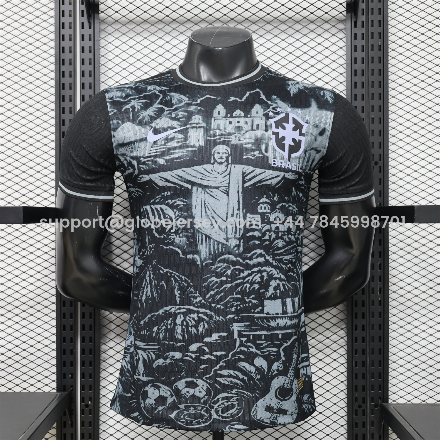 Brazil 2026 Grey Jesus Black Special Jersey - Player Version