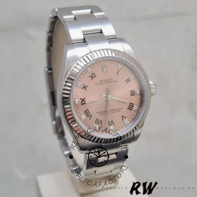 Rolex Oyster Perpetual 176234 Fluted Bezel Pink Diamond Dial 26MM Lady Replica Watch
