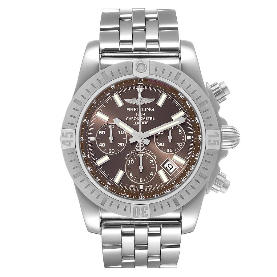 Breitling Chronomat 44 Airbourne Brown Dial Steel Mens Watch AB0115