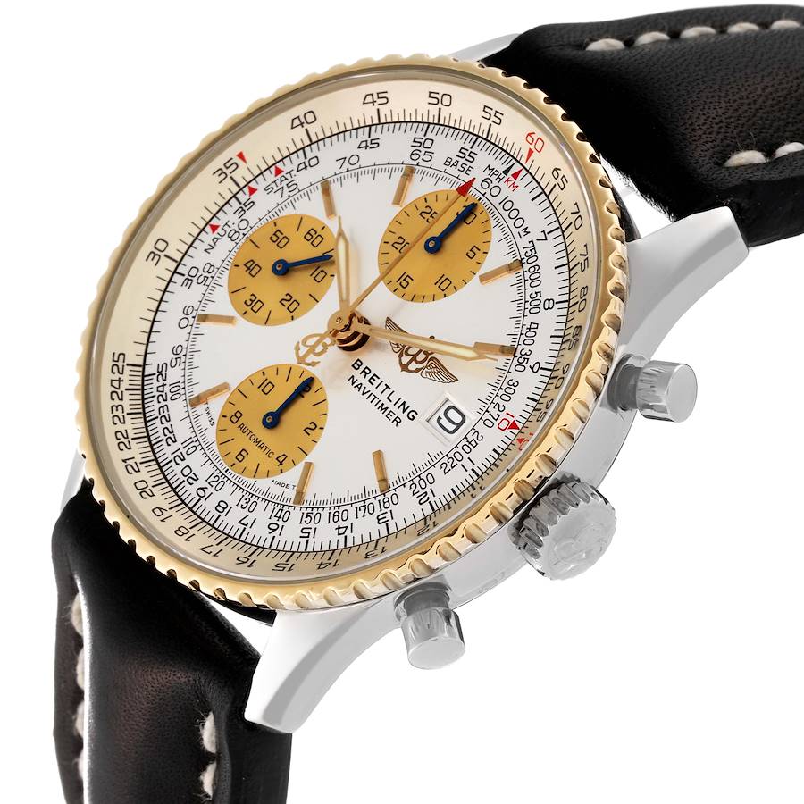 Breitling Navitimer II Steel 18K Yellow Gold Silver Dial Mens Watch D13022