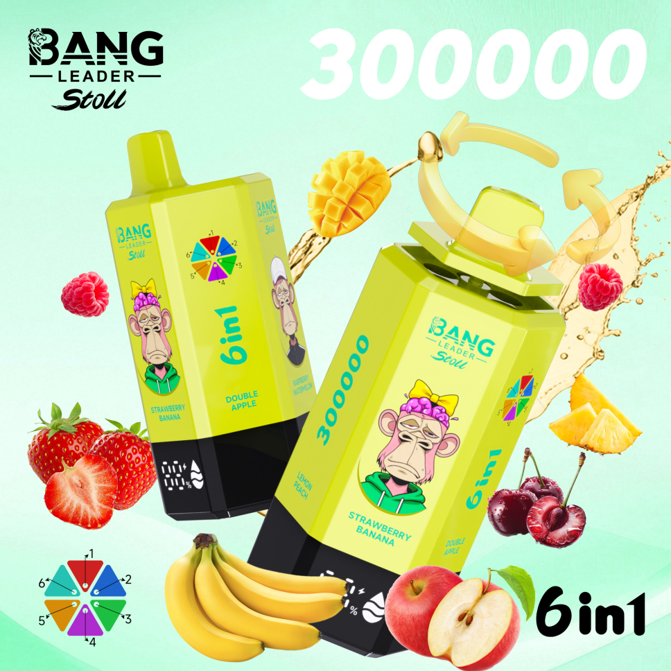 Bang Leader Stoll 300K Puffs 6-in-1 Prefilled Vape Device - 6 Flavours, Rechargeable, 650mAh