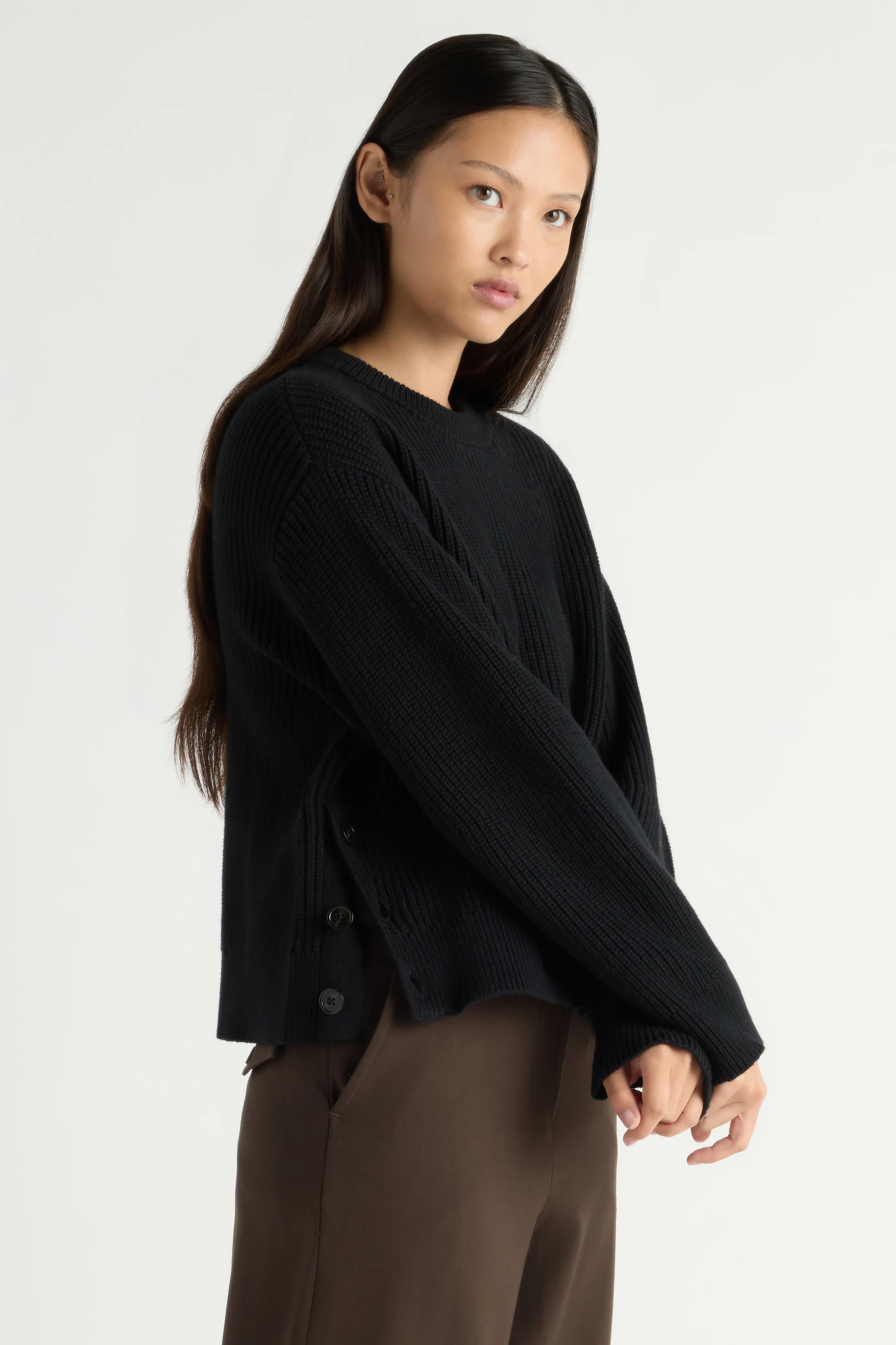 Tatum Side-Button Split Sweater