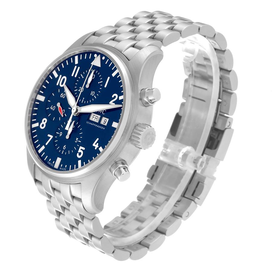 IWC Pilot Le Petit Prince Blue Dial Steel Chronograph Mens Watch IW377717