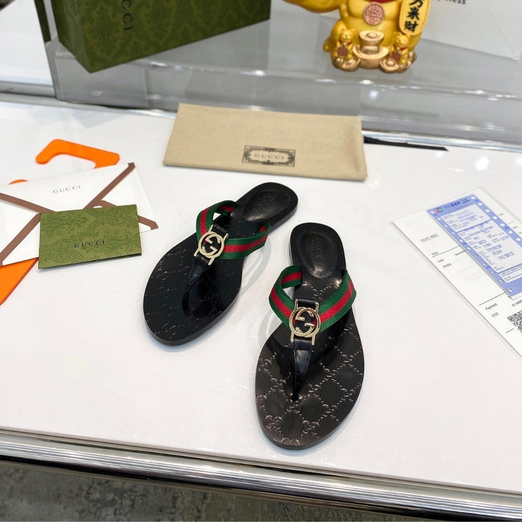 Gucci GG Thong Web Sandal Black 270374 H9020 8476
