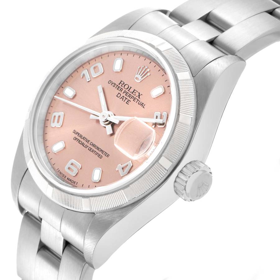 Rolex Date Salmon Dial Oyster Bracelet Steel Ladies Watch 79190
