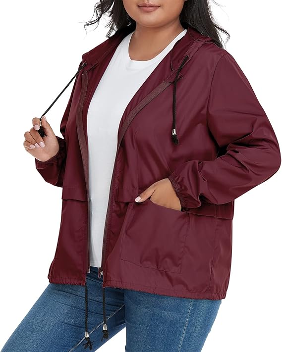 Women Plus Size Light RainCoat Jackets