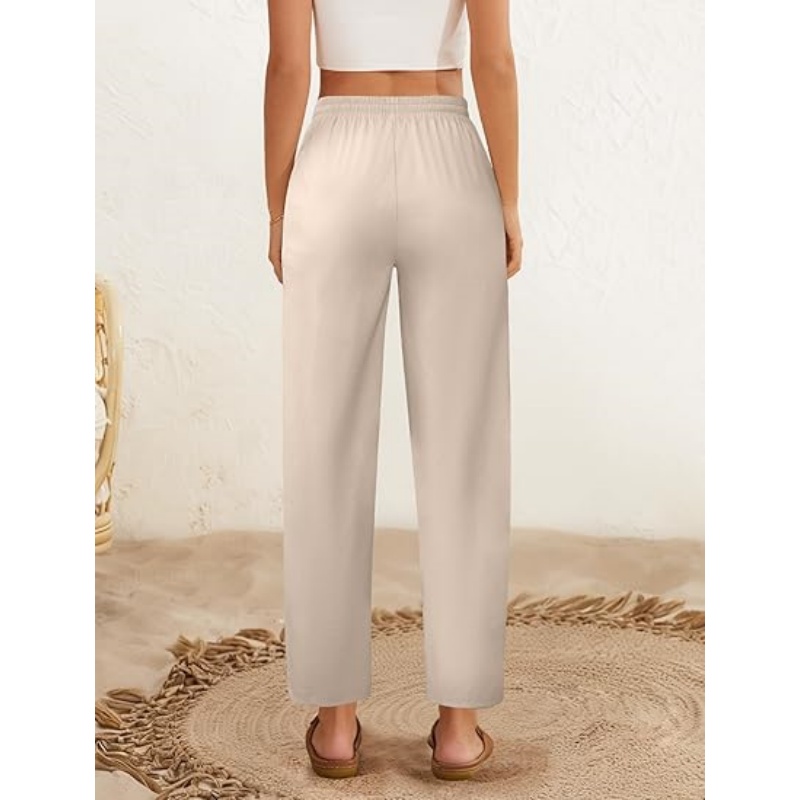 Womens Cropped Linen Pants