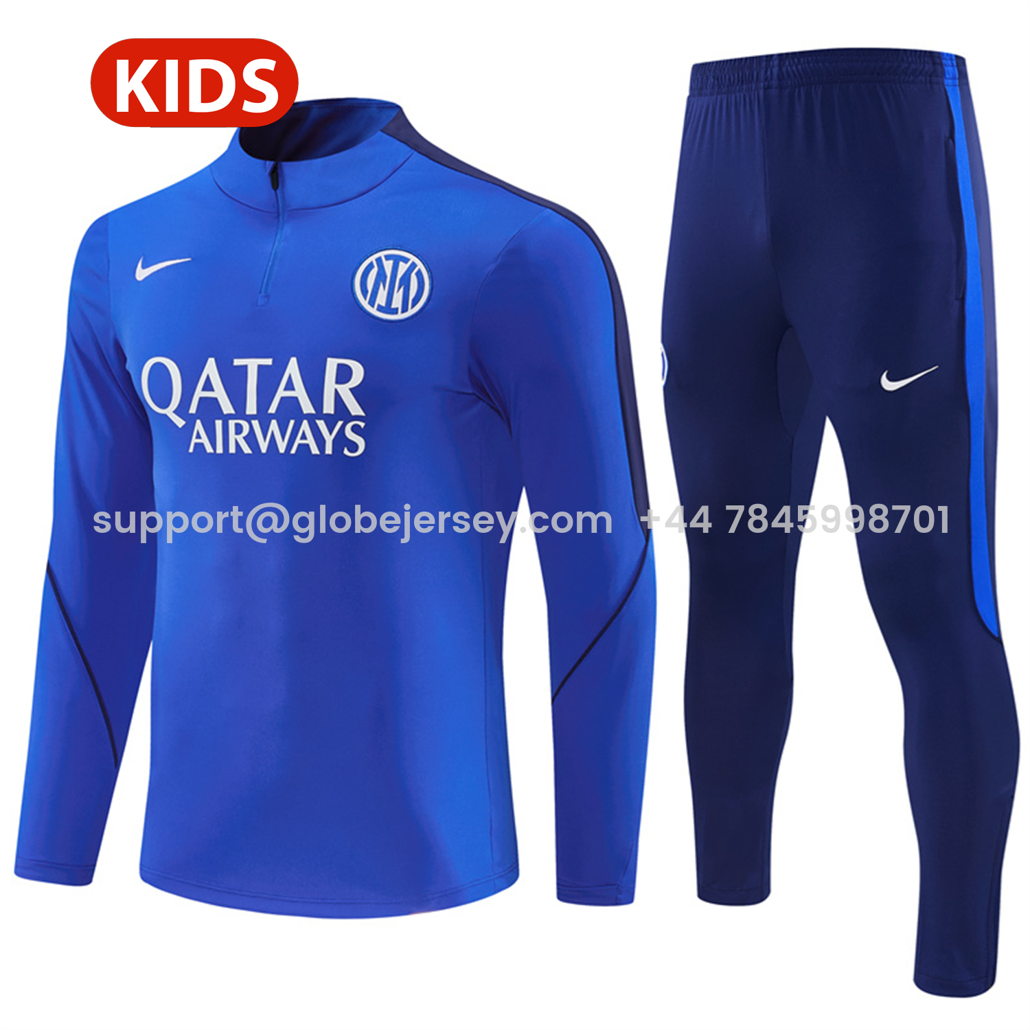 Inter Milan 26-27 Kids Long Sleeve Training Set - Blue Top & Royal Blue Pants