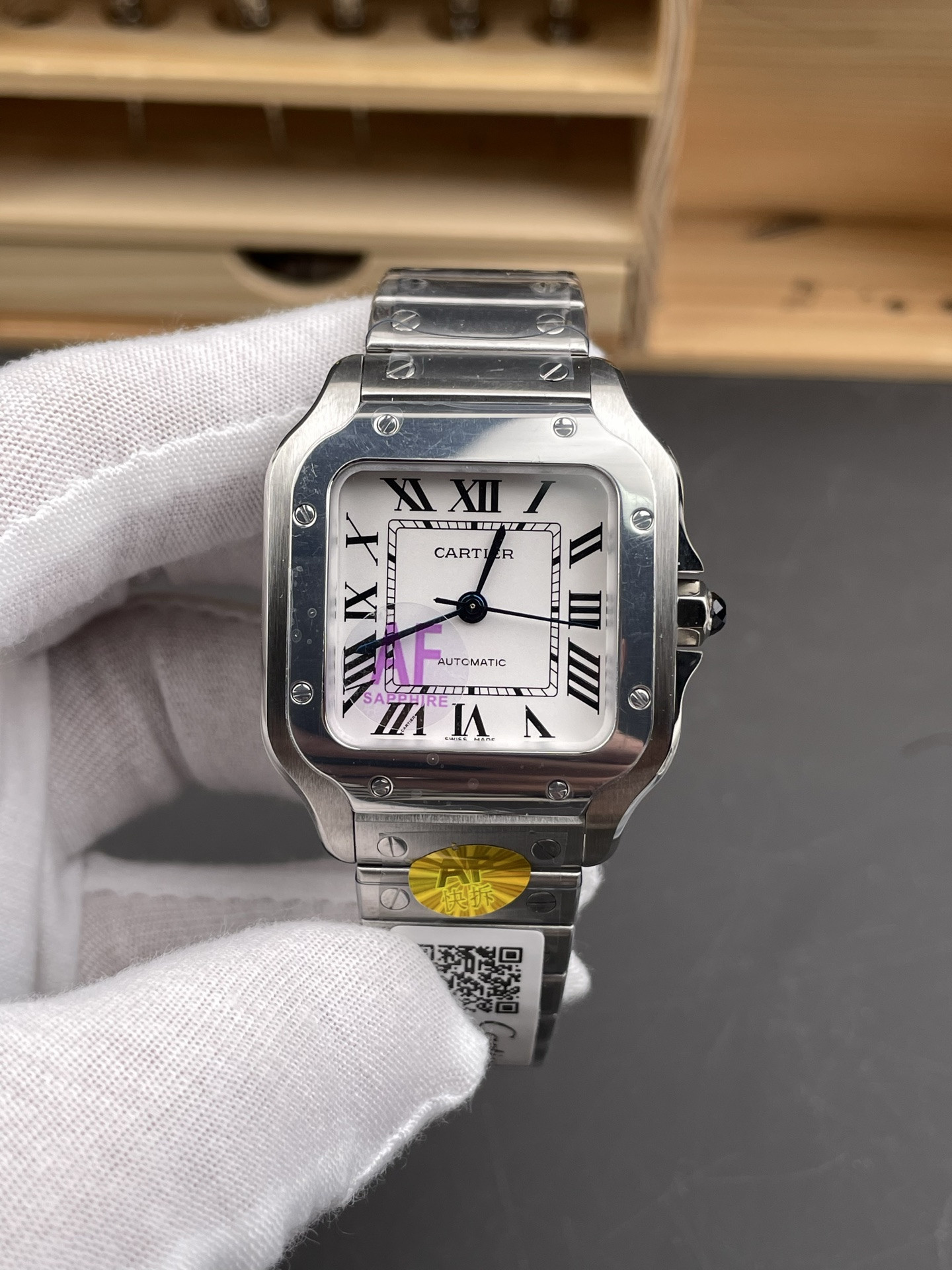 Santos White Dial Ladies Medium Size