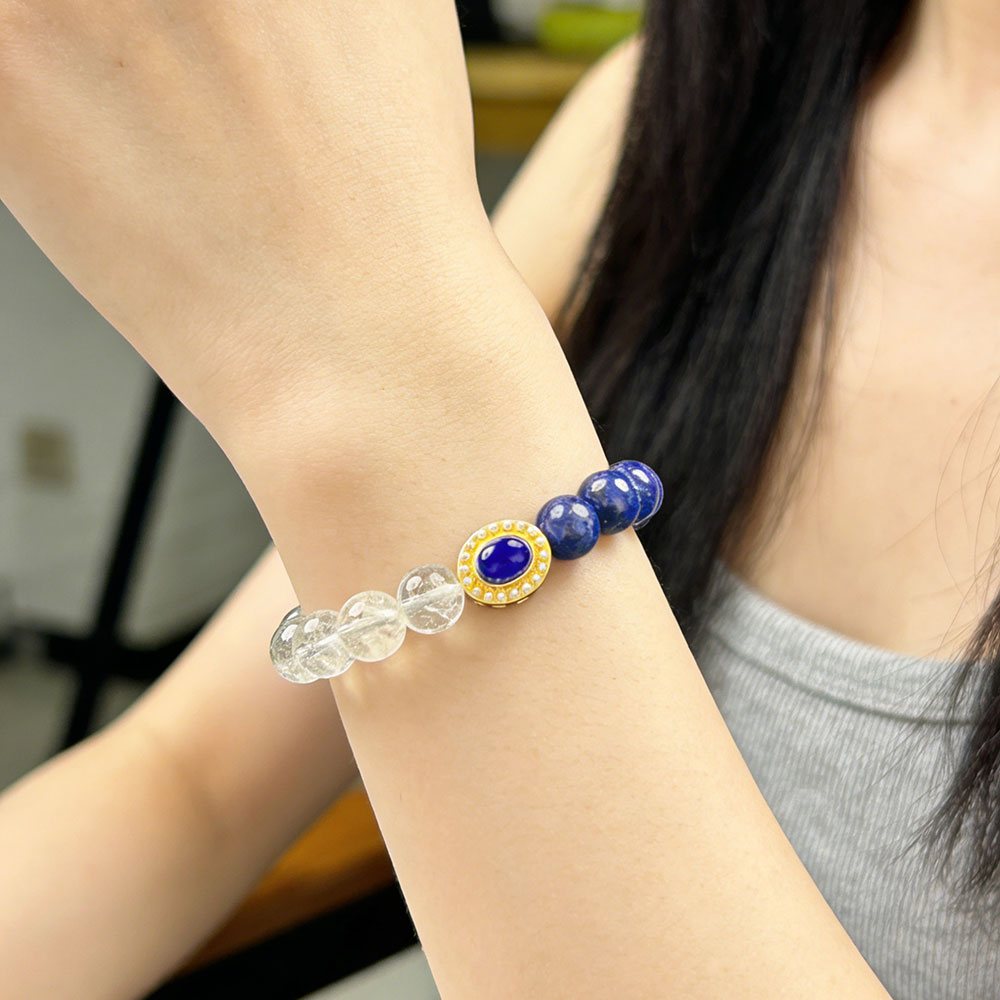 Clear Quartz & Lapis Lazuli Bracelet | Clarity, Protection & Spiritual Alignment