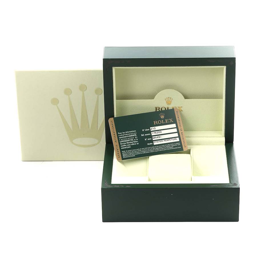 Rolex Oyster Perpetual Black Dial Pink Hour Markers Ladies Watch 176200
