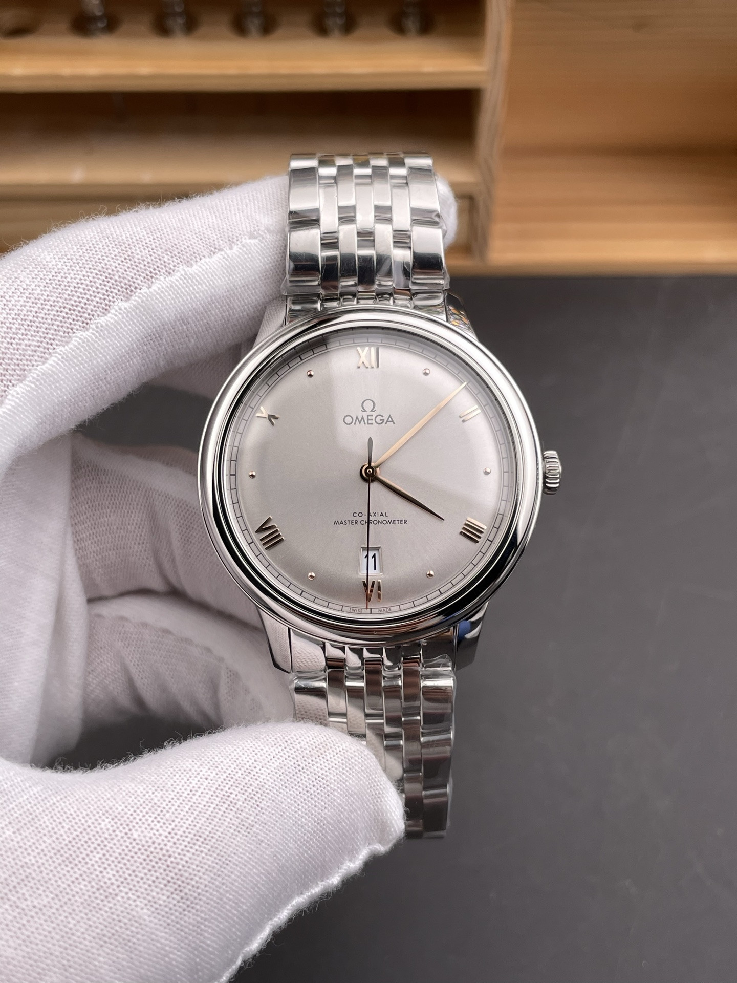 De Ville Gold Needle Silver Dial