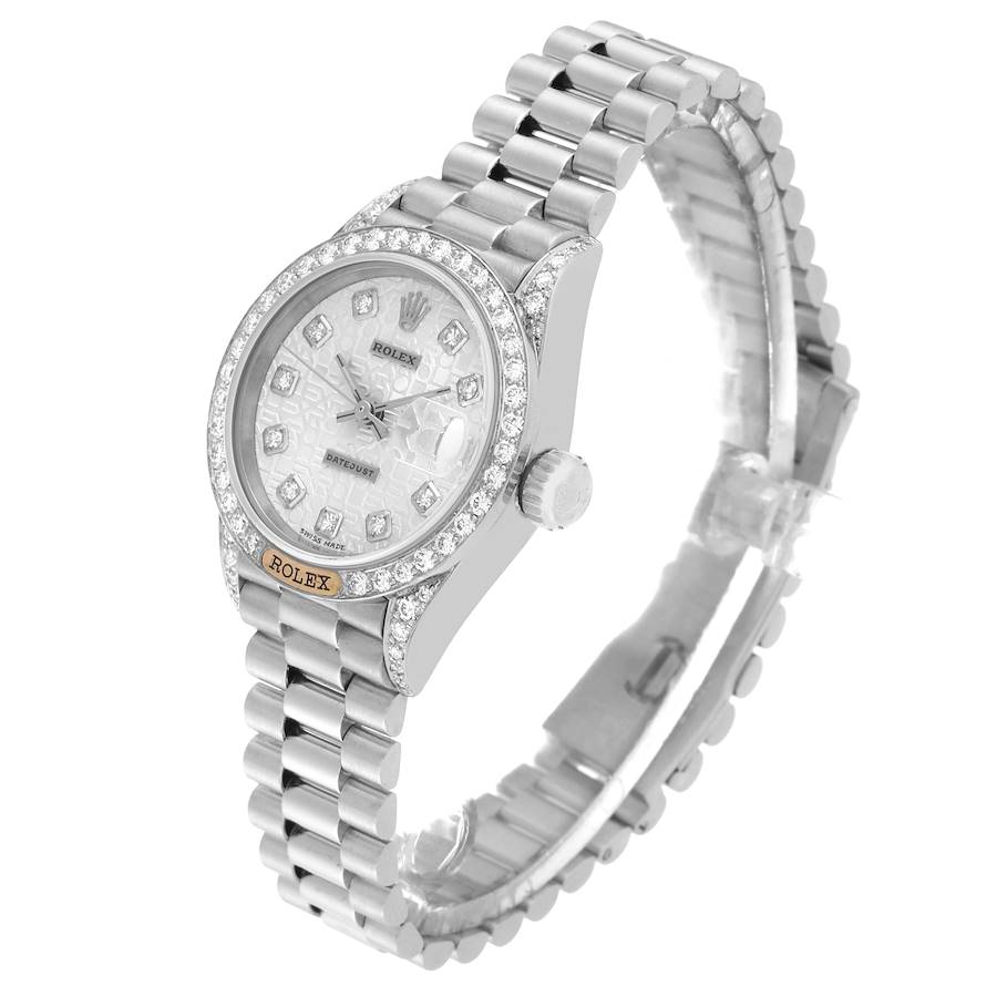 Rolex President Datejust White Gold Anniversary Diamond Dial Ladies Watch 69159