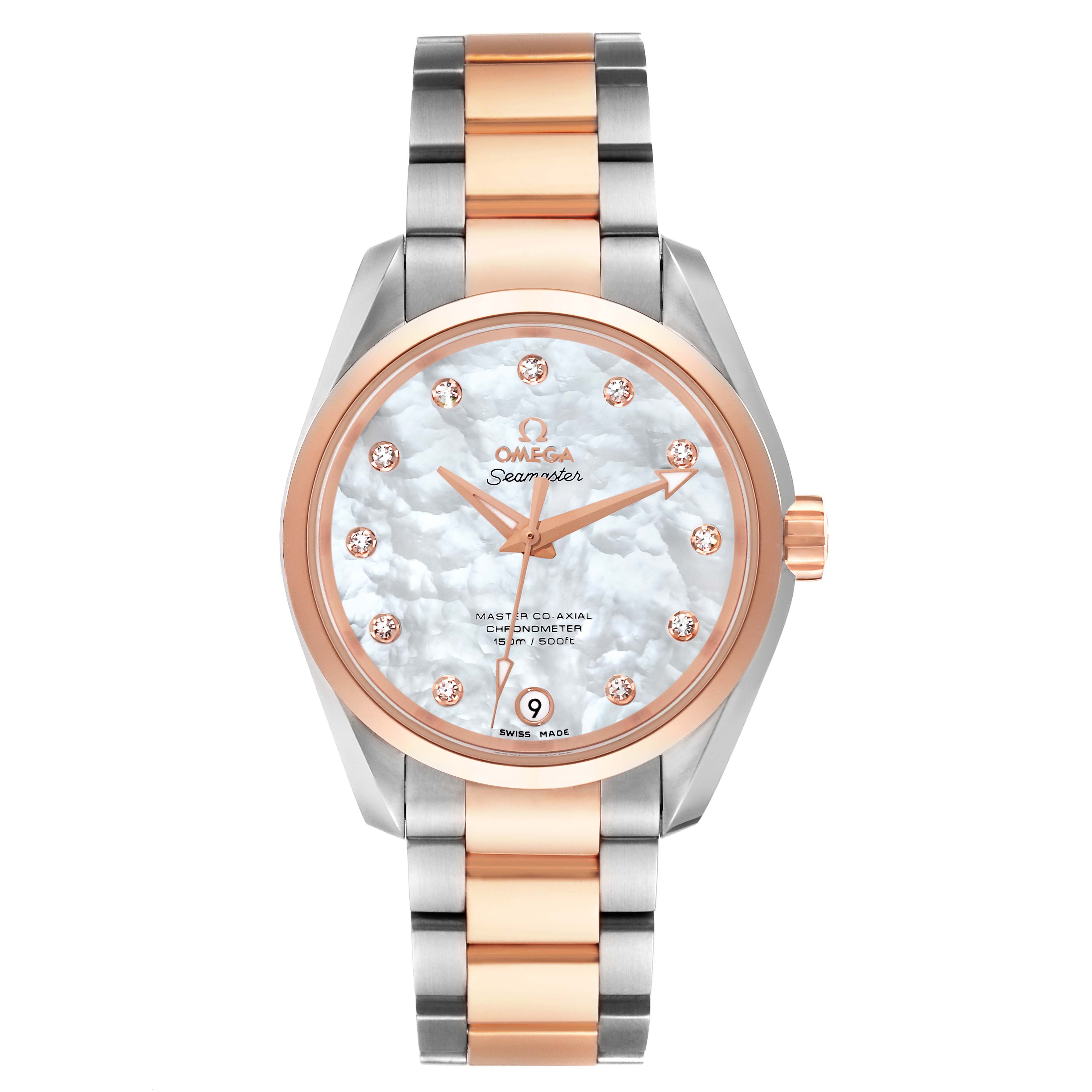 Omega Aqua Terra Rose Gold Mother of Pearl Diamond Ladies Watch 38.5 MM 231.20.39.21.55.003