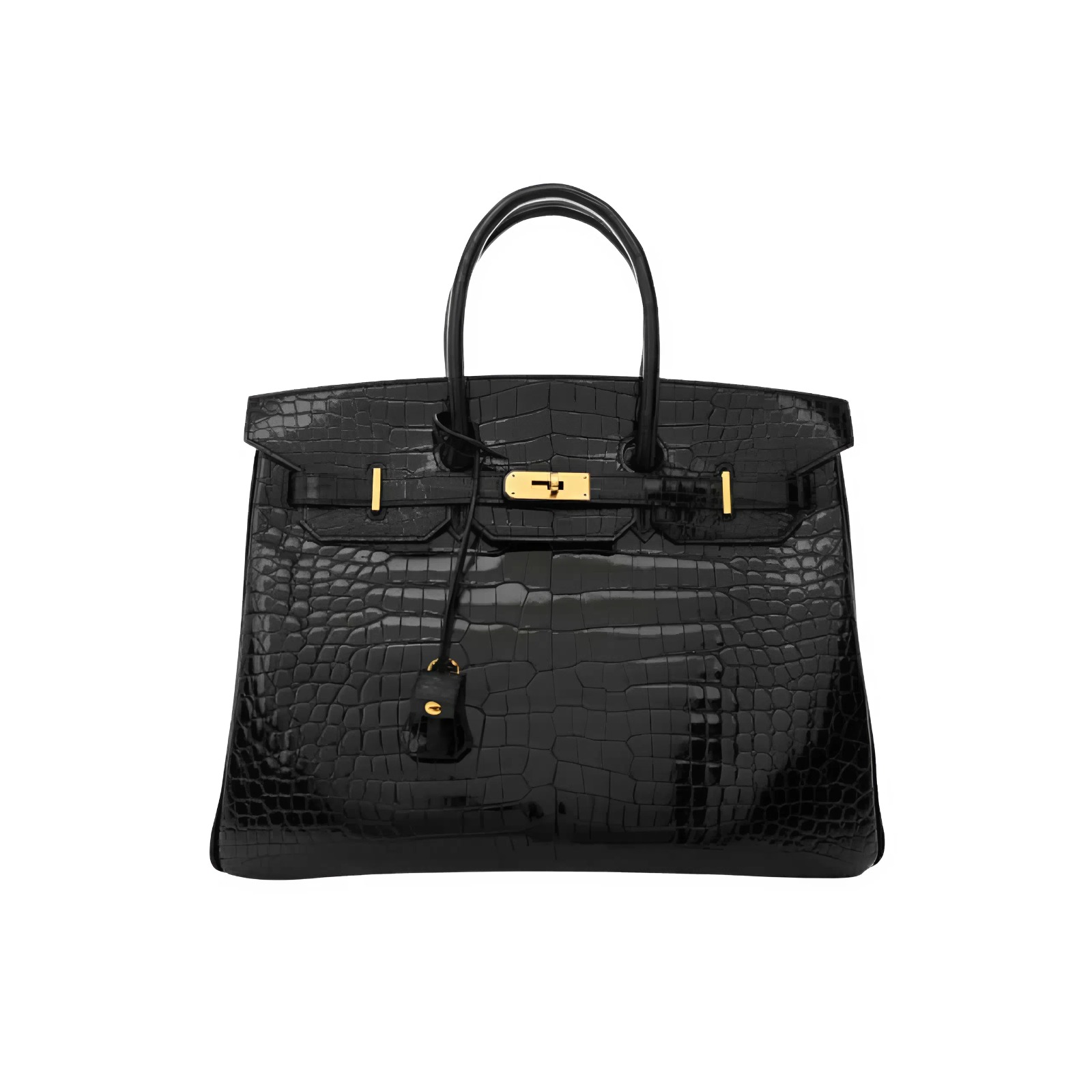 Hermes Birkin 30 Shiny Porosus Crocodile Black Noir 30Cm