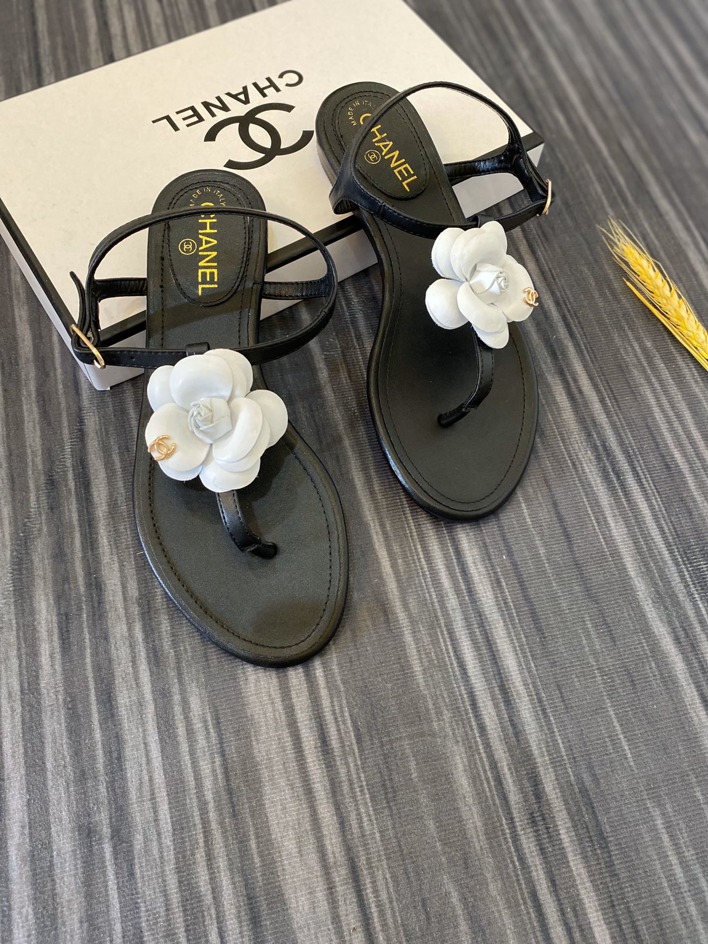 Chanel Jelly White Rubber Camellia Cc Logo Sandals Black