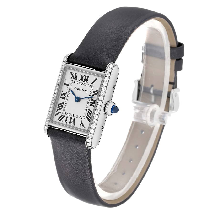 Cartier Tank Must Small Diamond Bezel Steel Ladies Watch W4TA0016