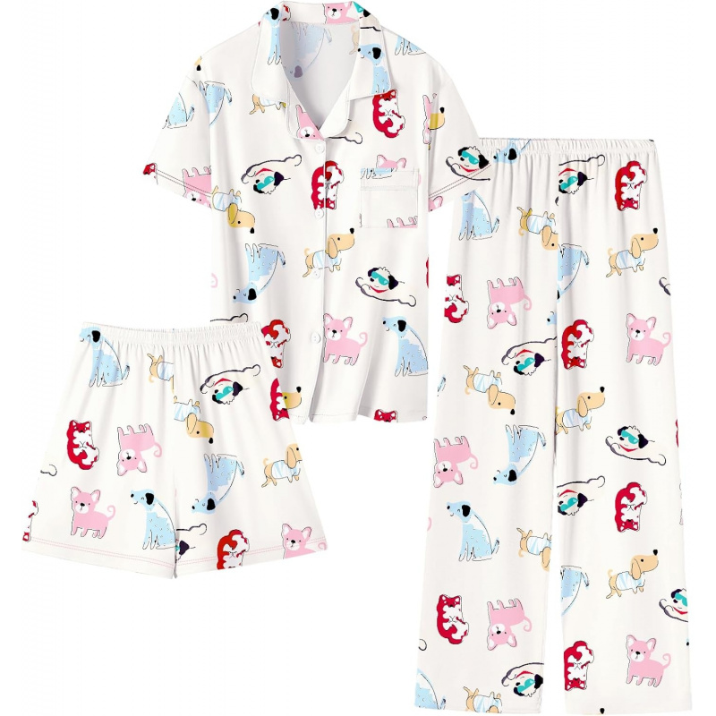 Girls Lyocell 3 Piece Pajamas Set