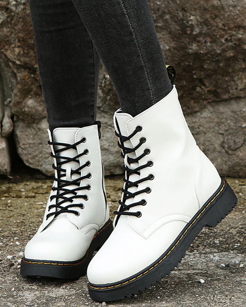 Lace-up ankle boots with zipper