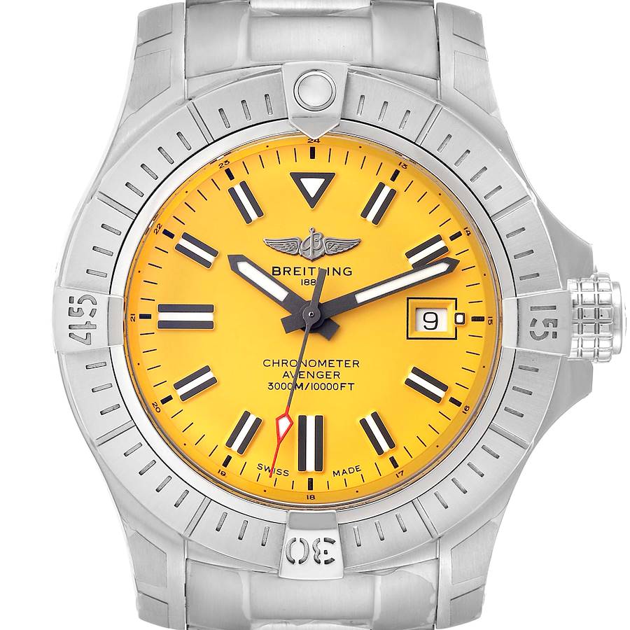 Breitling Avenger 45 Seawolf Yellow Dial Steel Mens Watch A17319