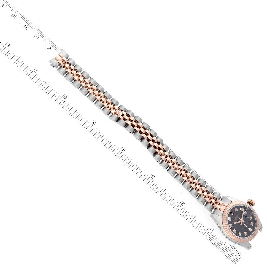 Rolex Datejust Steel Rose Gold Black Diamond Dial Ladies Watch 179171