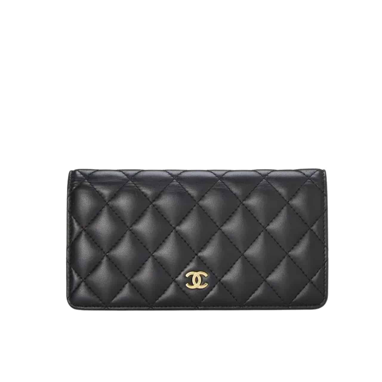 Chanel Quilted Classic Long Flap Wallet Black 19Cm