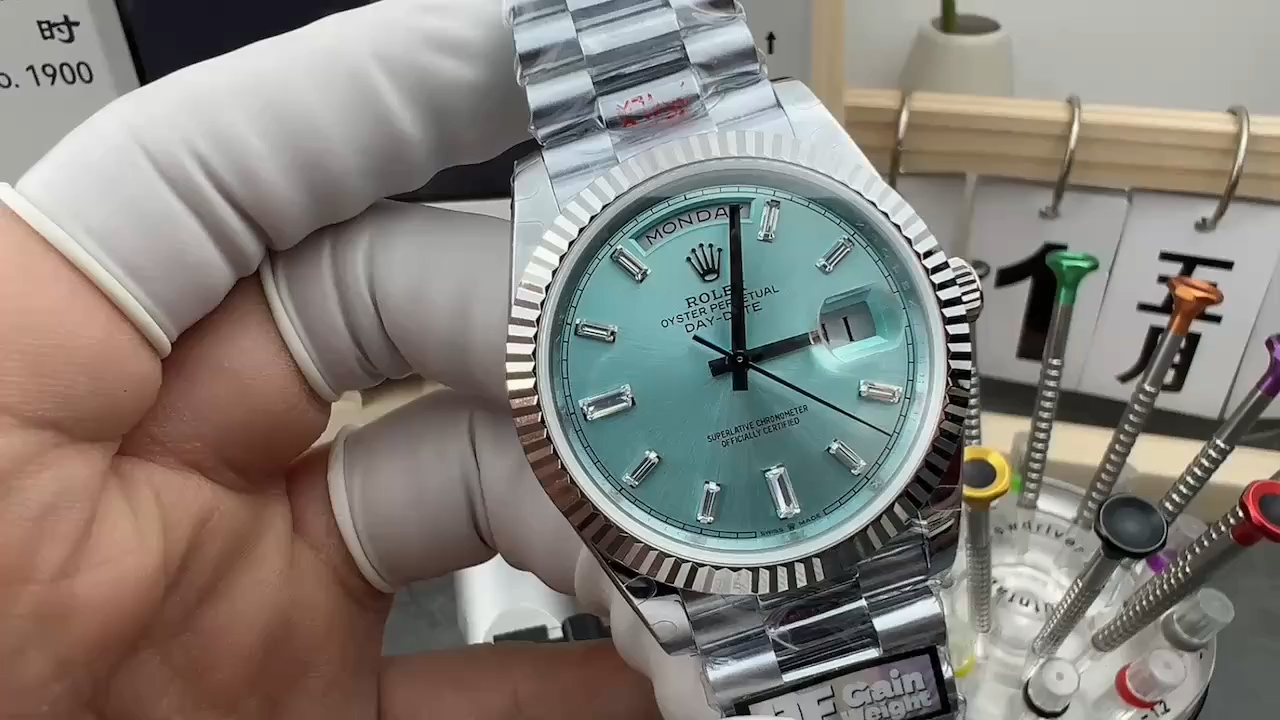 Rolex Day Date 36 Fluted Bezel Platinum Bracelet 128236 0009