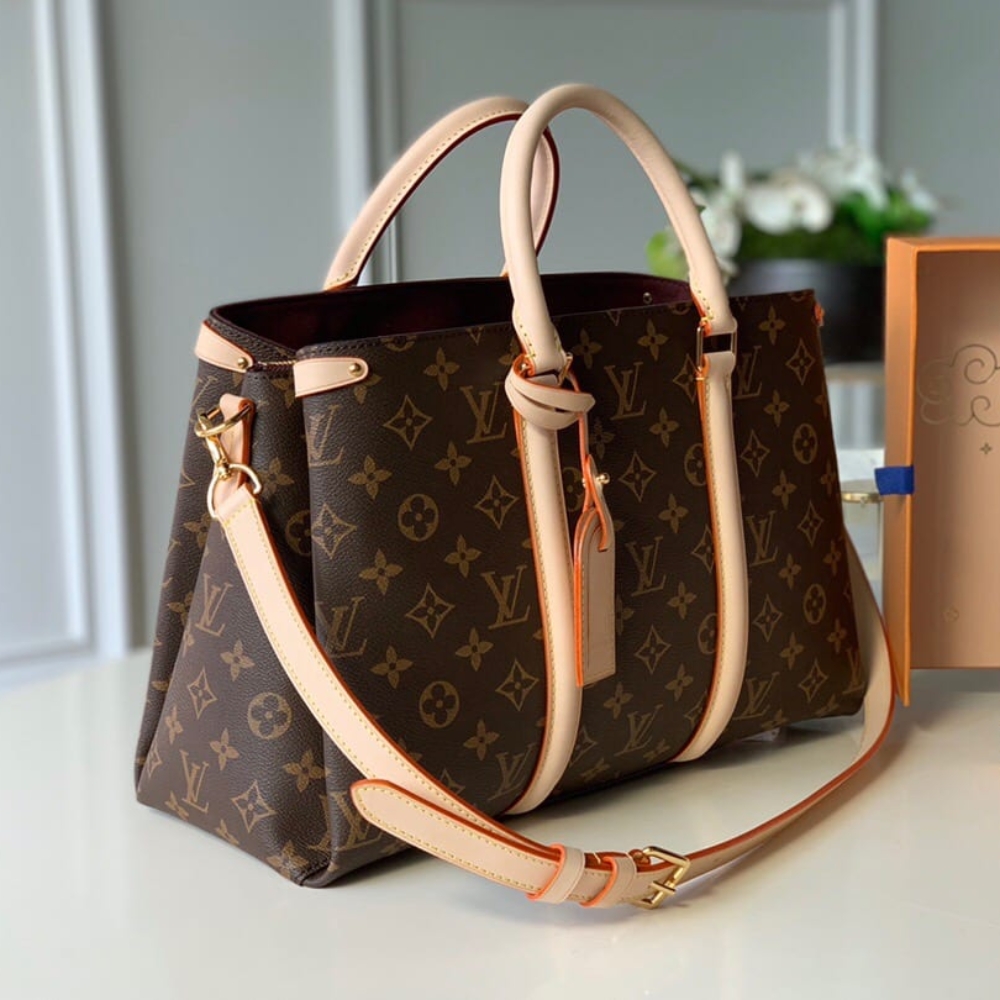 Louis Vuitton Soufflot MM Monogram Canvas Handle Bag Pink 36cm M44816