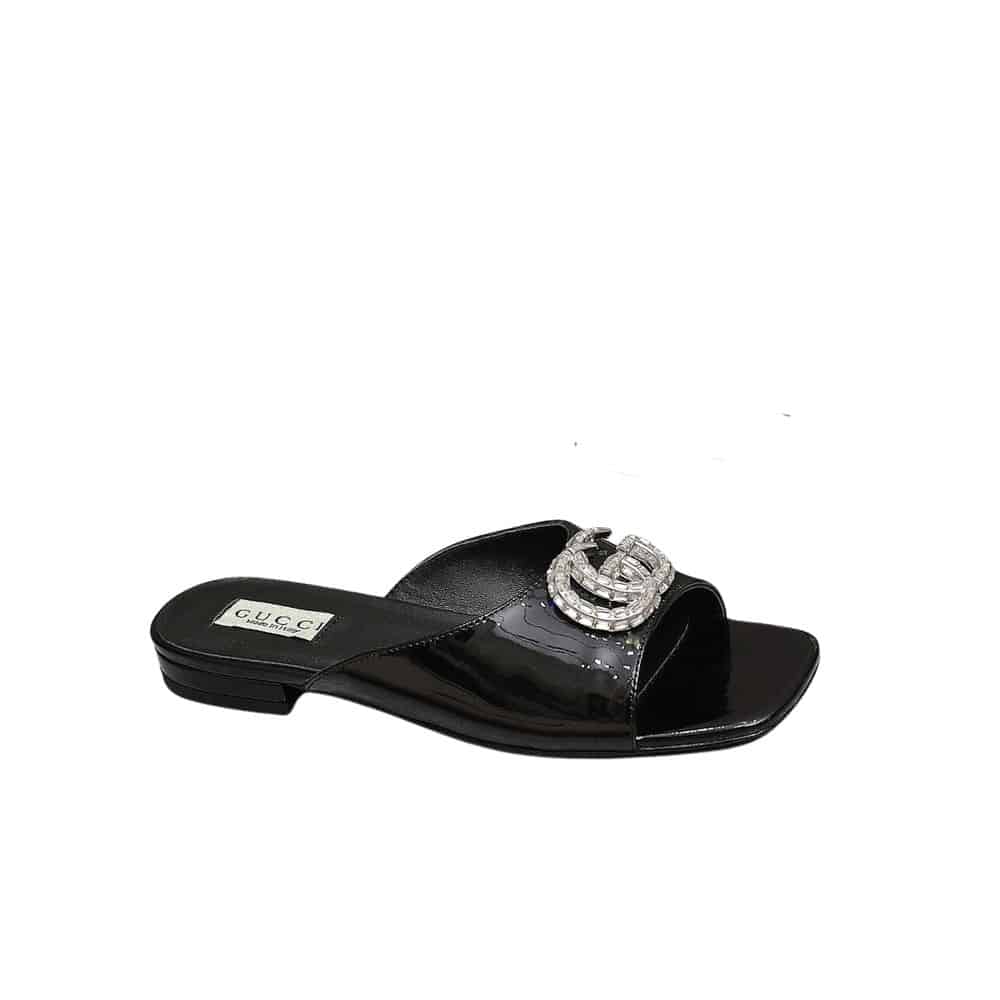 Gucci Gg Crystal Slippers Black