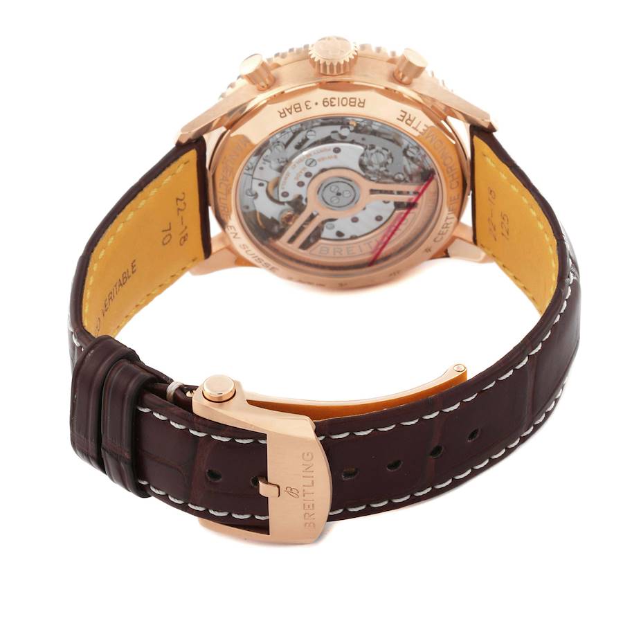 Breitling Navitimer B01 41mm Rose Gold Silver Dial Mens Watch RB0139