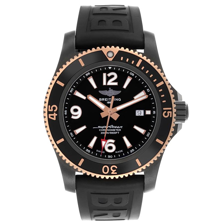 Breitling Superocean II Black Steel Rose Gold Mens Watch U17368