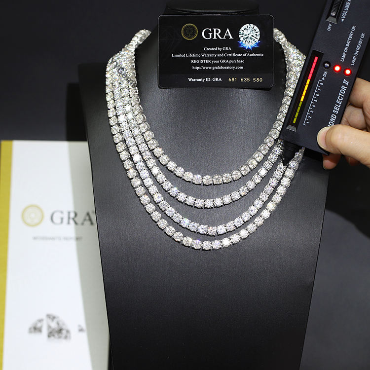 Ready to ship 925 Silver with GRA Moissanite Diamond 2mm--6.5mm VVS Diamond Women/Men Necklace/Bracelet Tennis Chain