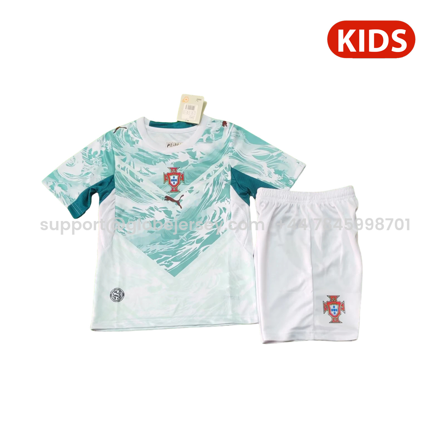 Portugal 2026 Away White And Cyan Kids Kit