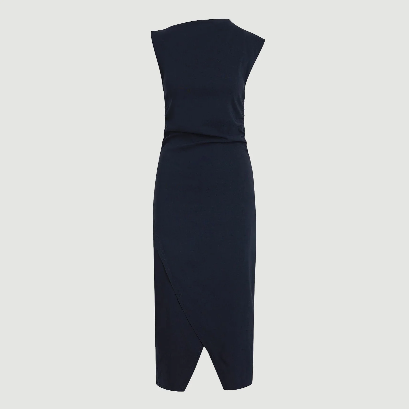 Manon Asymmetric-Neck Ruched Dress (Petite)