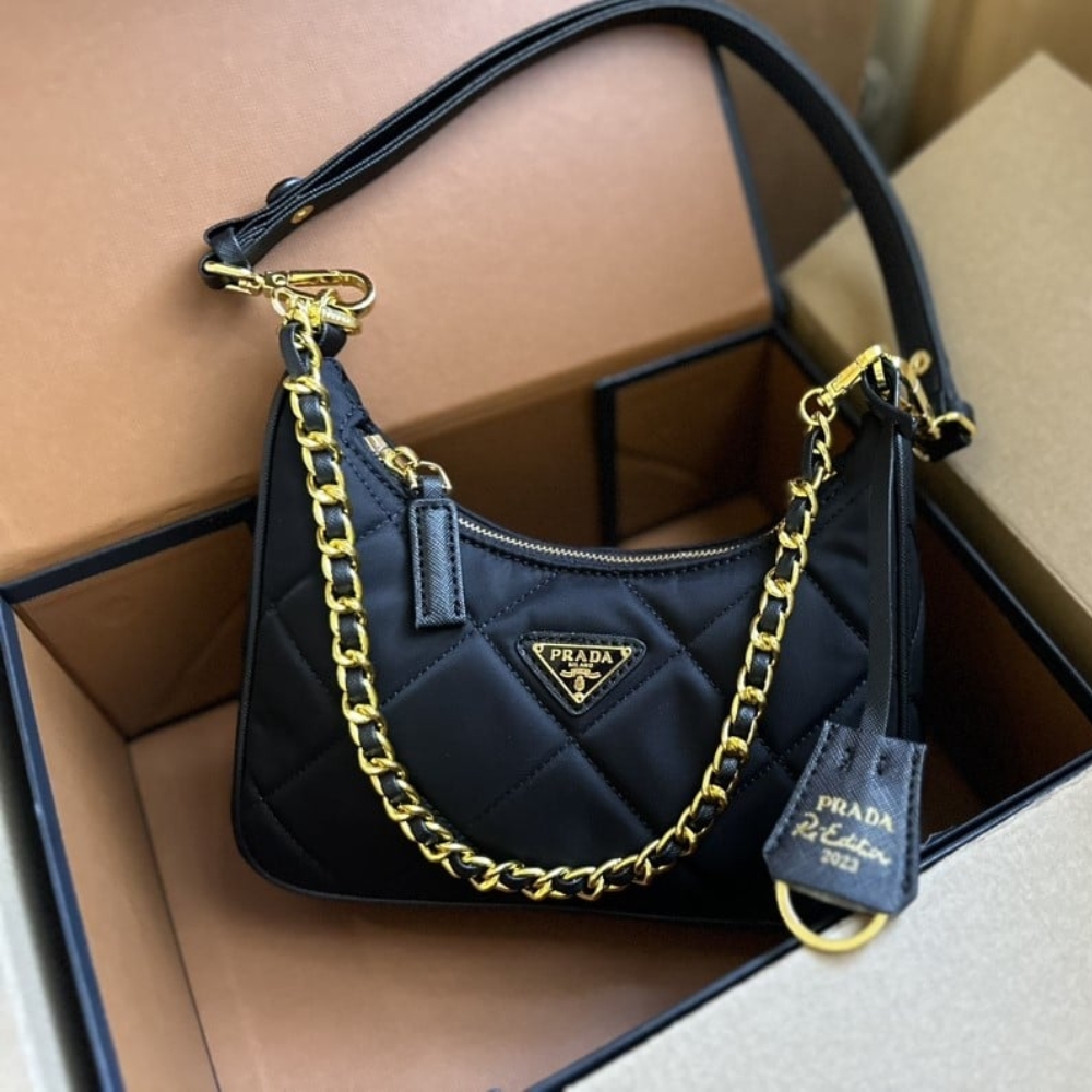 Prada Re Edition 1995 Chaîne Re Nylon Mini Bag Black 22Cm 1Bc204 2Aos F0002 V Qoo