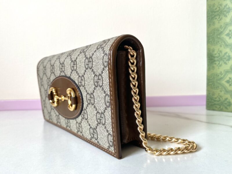 Replica Gucci Horsbet Chain Clutch Brown