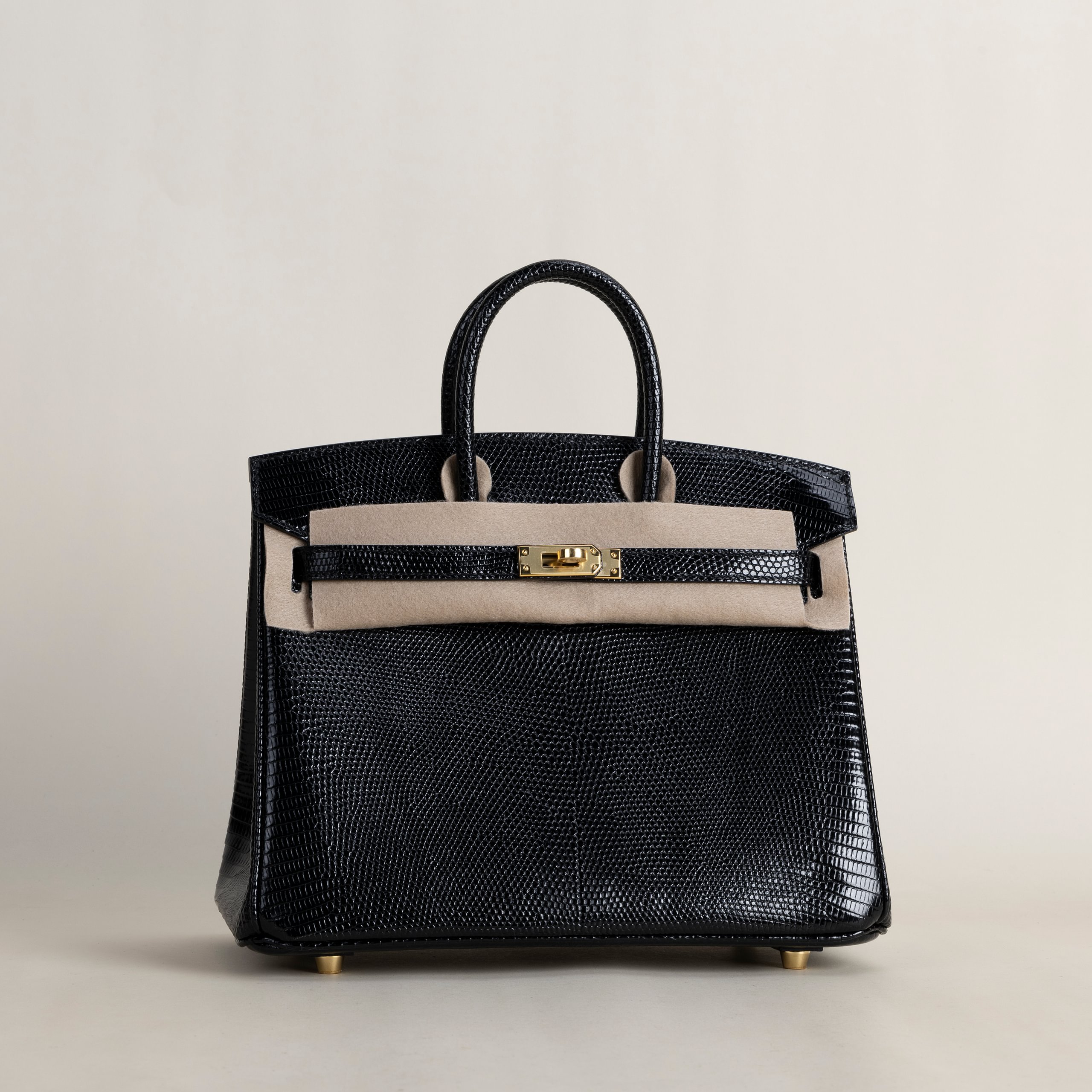 Birkin 25 lizard black GHW