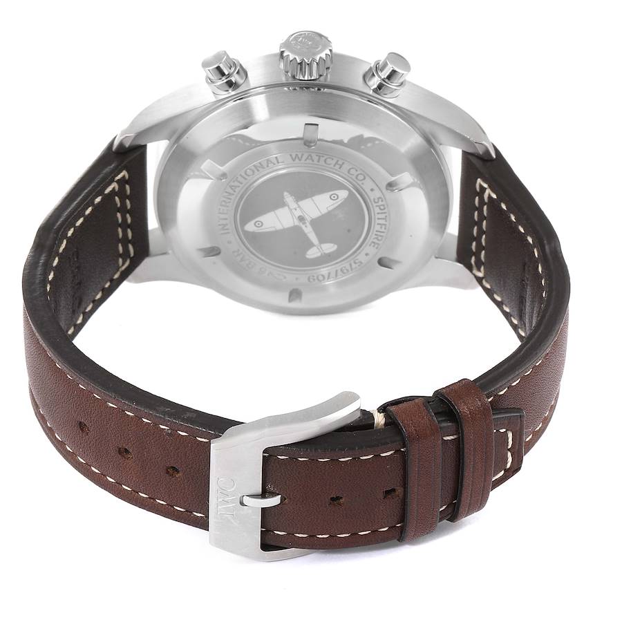 IWC Spitfire Pilot Steel Black Dial Chronograph Mens Watch IW387903