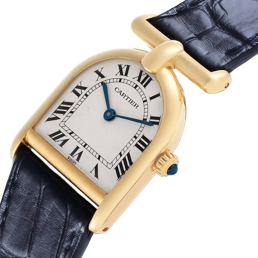 Cartier Cloche Calandre Yellow Gold Silver Dial Ladies Watch 81082