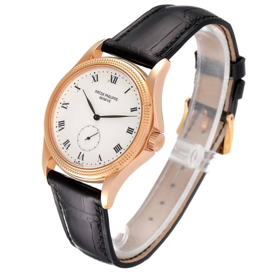 Patek Philippe Calatrava 18k Rose Gold White Dial Mens Watch 5115 Papers